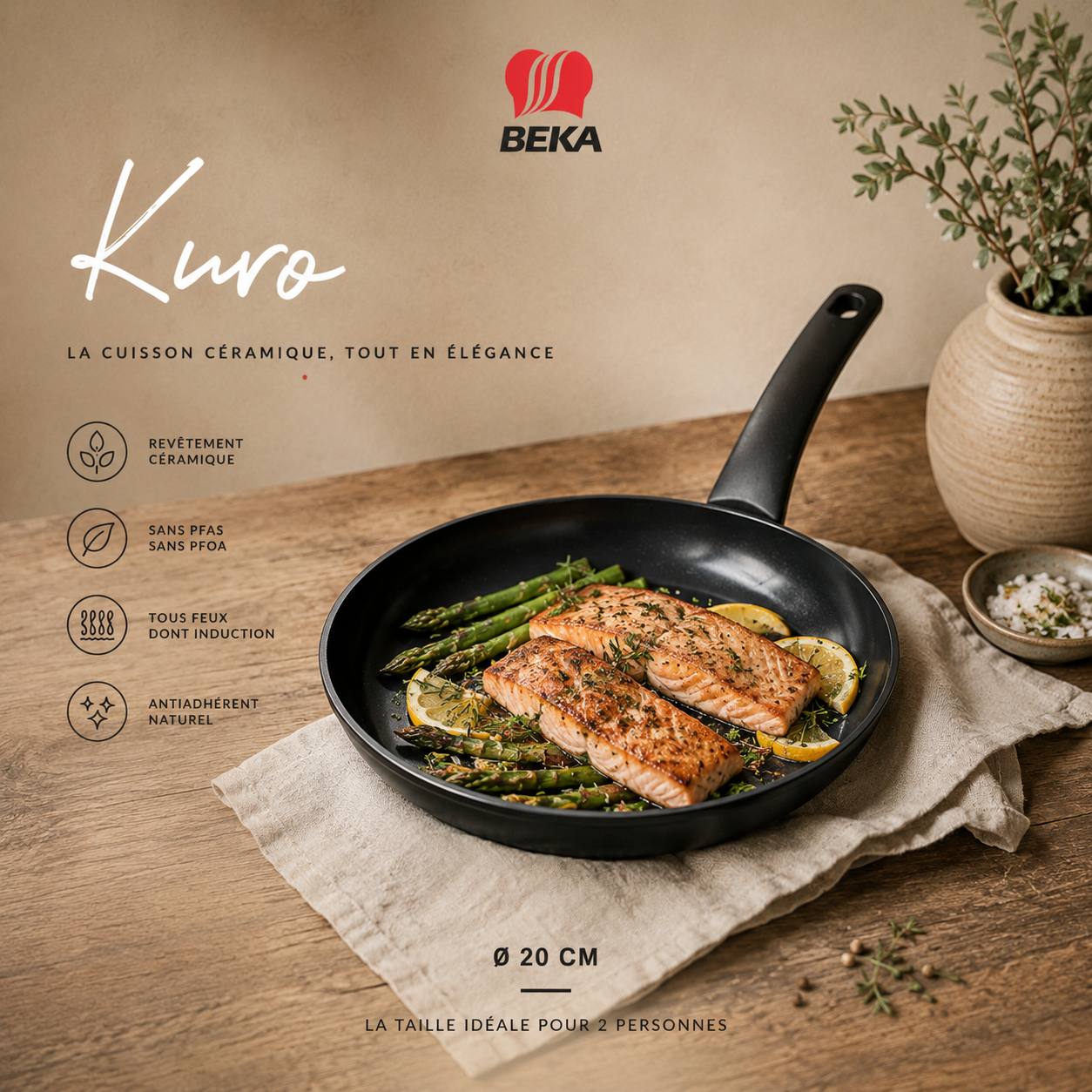 Poêle 20cm céramique gamme KURO