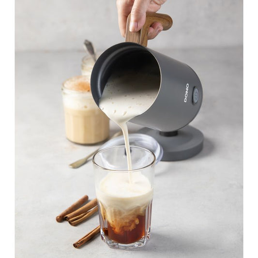 Mousseur a lait anthracite et bois