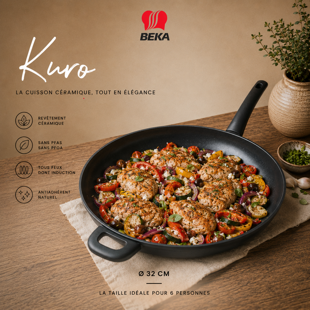 Poêle 20cm céramique gamme KURO