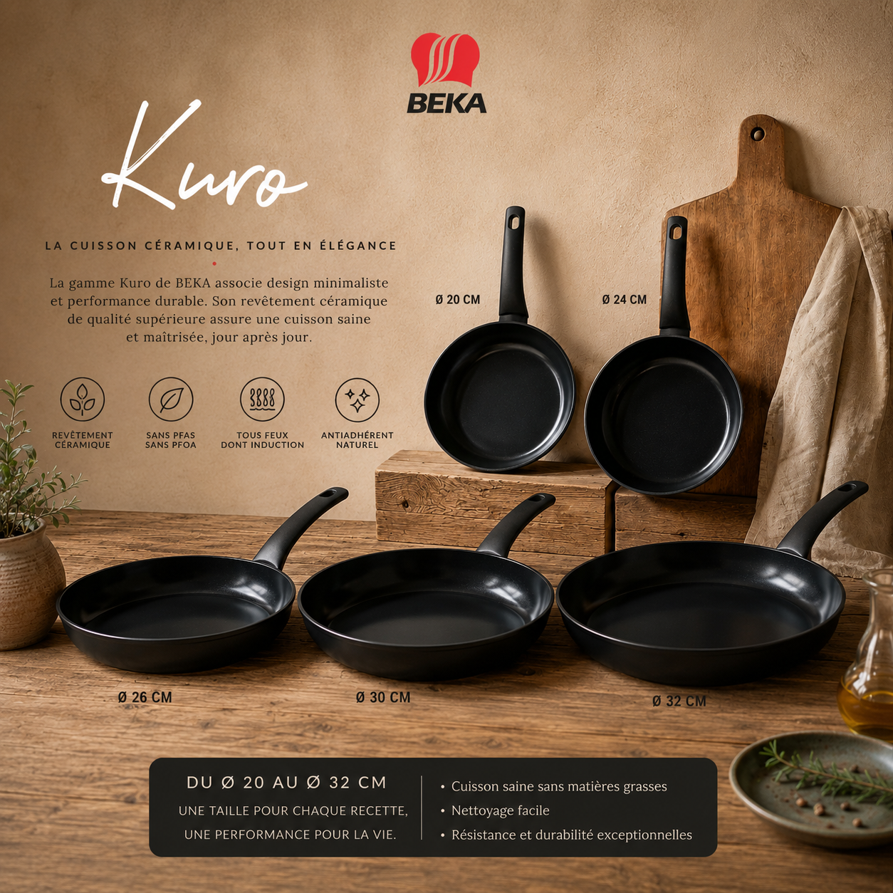 Poêle 20cm céramique gamme KURO