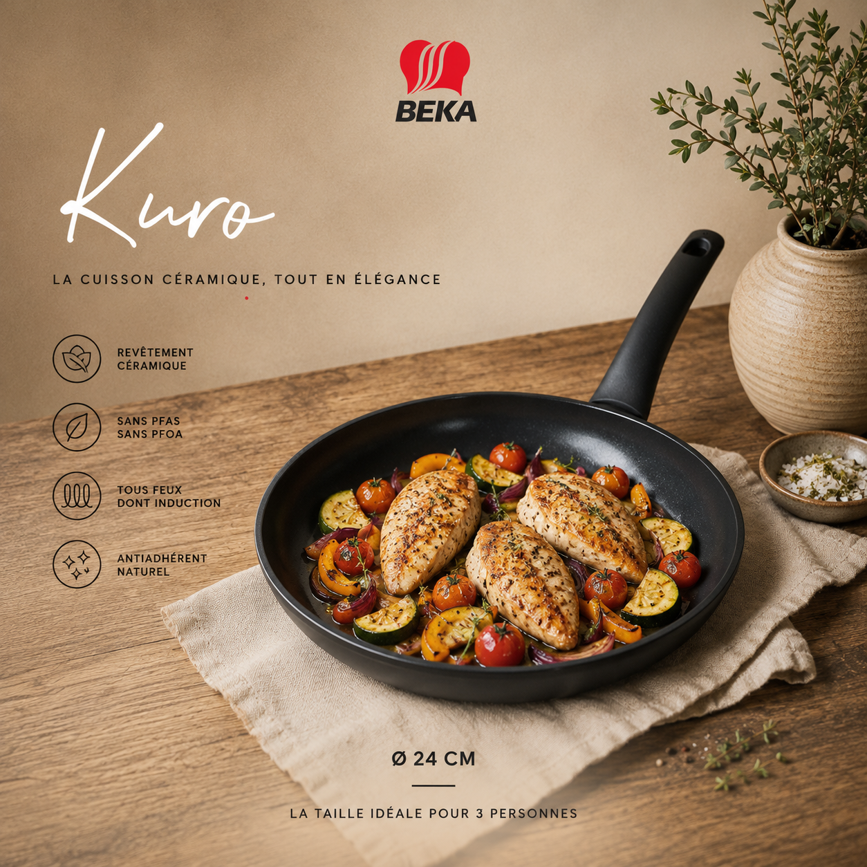 Poêle 20cm céramique gamme KURO