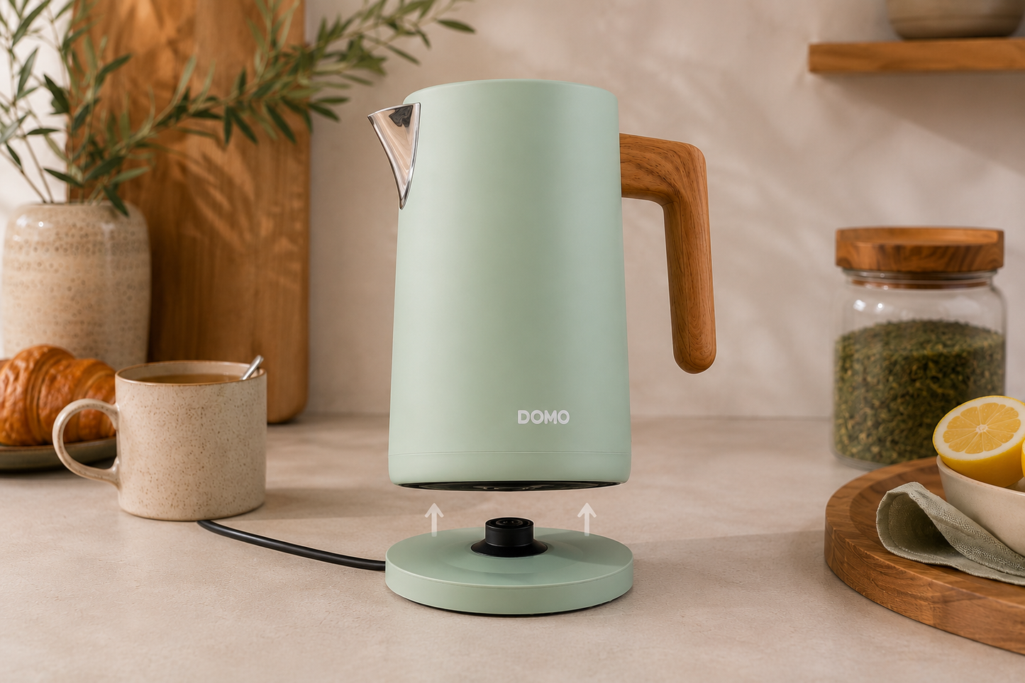 Bouilloire Gris/Bois Domo