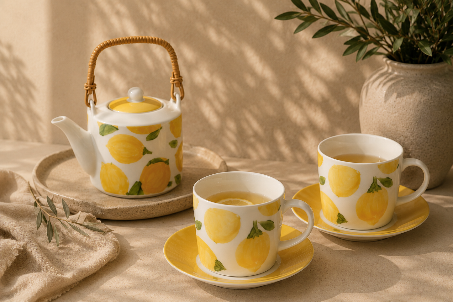 « Casa Limone » Ensemble de 4 tasses et soucoupes