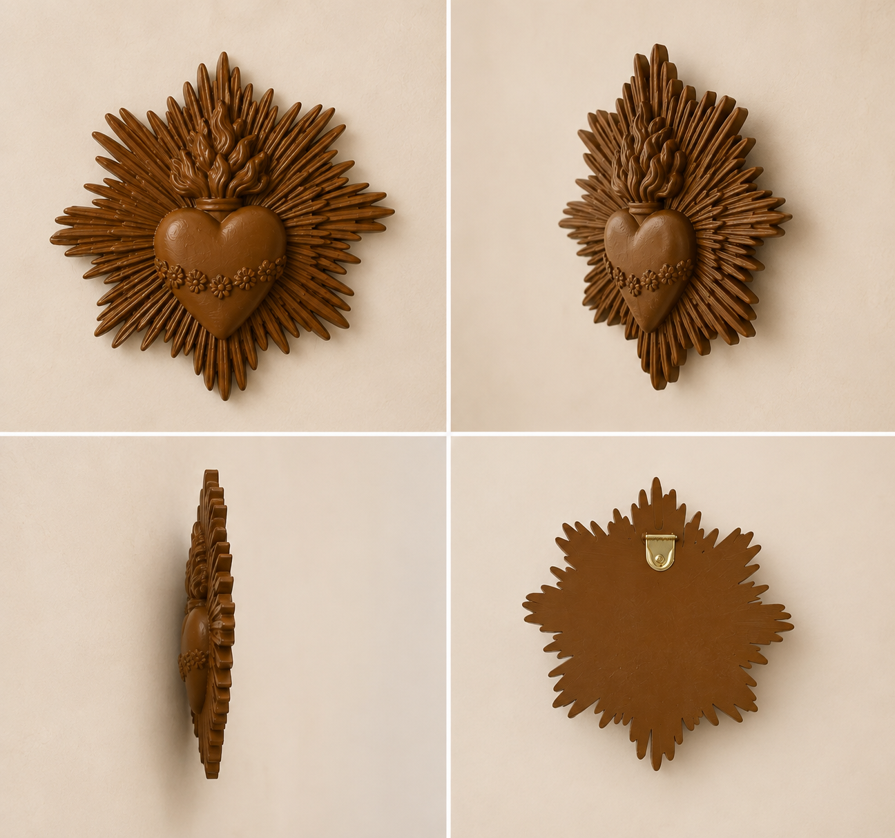 Décoration murale cœur sacrée marron